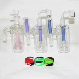 Acessórios de apanhador de cinzas de vidro de 5,5 polegadas de 14 mm com 5 ml de recipiente de silicone colorido de 5 ml fêmea masculina para Bong Dab Rig Quartz Banger