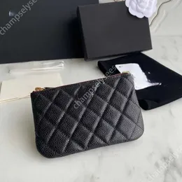 CC Wallet Luxury Designer Brieftasche Kleine Geldbörse Kartenhalter Kredit Geldbeutel Frauen Klassische schwarze gestepte Mode echtes Leder Clamshell -Geldbörsen32