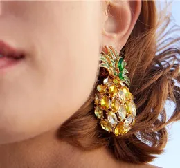 Ganzer Modedesigner übertrieben Diamant Schöne farbenfrohe Kristall süße schöne Obst Ananas Ohrringe für Frauen Gir8797042