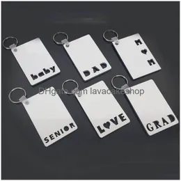 Party Favor DHS Sublimation KeyChain Love Mom Senior Key Chain Creative DIY Gift Blank MDF Keyrings Drop Delivery Home Gard DH4KY