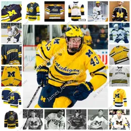 College Hockey trägt 2022 NCAA Custom Michigan Wolverines genähtes College Hockey-Trikot 13 Kent Johnson Jacob Truscott Johnny Beecher Brendan Brisson Keaton