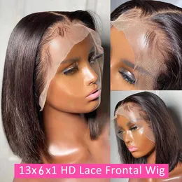 NXY LACE WIGS Bob Short Brazilian Bone Sily Prosty Human Hair For Women Natural Pre -Stucked T Front 230106