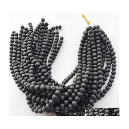 Stone Fashion 8Mm Black Lava Volcanic Loose Beads Fai da te Buddha Diffusore di olio essenziale Charm Bead Creazione di gioielli Accessori Drop Delive Dhblq