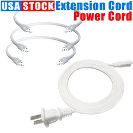 US Plug Switch Cable For T5 LED Tube T8 Power Charging Wire Connection Wire ON/ OFF Connector Home Decor 1FT 2FT 3.3FT 4FT 5FeeT 6FT 6.6 FT 100 Pcs Crestech