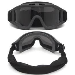 Taktik Goggles Atış Güneş Gözlüğü 3 Lens Taktik Aksesuarlar Airsoft Paintball Motosiklet Rüzgar Geçirmez Wargame Gözlükleri