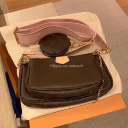 Hela rabattdesigner kvinnor väskor handväska axelväska original låda lyxblomma bokstäver koppling handväska kvinna tre i en196p