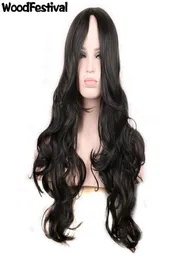 WoodFestival Ladies Red Black Blonde Wig Curly Synthetic Wigs Women Fiber Hair Realistic Long Wavy Wig Cosplay1465626