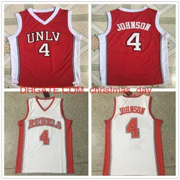 Zszyte koszulki do koszykówki NCAA Vintage College Nevada Las Vegas Larry 4 Johnson Jersey UNLV #4 Red Stitched Shirts S-2xl