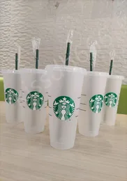 Starbucks 24oz710ml Tumbler de pl￡stico reutiliz￡vel bebida clara de baixo para o copo de pilar de pilar de pilar de pilar de pilar de pilar de pilar DHL entrega r￡pida2346487
