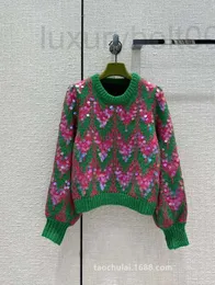 Kobiety Sweters Designerskie Kobiet Kobiet Atmosfera Świąteczna kolor kontrastowa cekinowa latarnia Krótki sweter Haq4