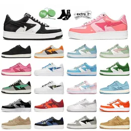 2022 Designer Bapestas Sta Mens Womens Casual Shoes SK8 Low ABC Camo Stars MC Captain Blue Green Black Pink Sneakers Storlek 36-45