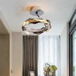 Luzes de teto Modern Luxury Crystal Chandelier Bedroom Sala de estar Estudar luz semi -arte Lâmpada de lâmpada cinza lâmpadas clara