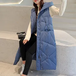 Women's Down Parkas IN Womens Cotton Padded Jacket With Hood Pure Color Vest Coat For Lady Autumn Winter Tops Waistcoat Clothing Veste 230107