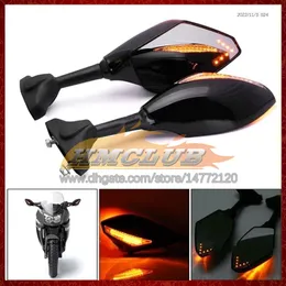 2 x Motocicleta LED LUZES LIVRES LATOS DE LIMENTOS PARA DUCATI 848 1098 1198 848S 1098S 1198S 848R 1098R 07 08 09 10 11 12 Indicadores de sinal de giro de carbono Espelho retrovisor 6 cores 6 cores 6 cores