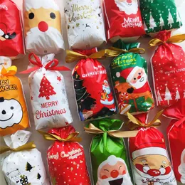 Decorações de Natal 50pcs Merry Gift Bags Santa Claus Natal Packing 2023 Party Candy Bag Navidad Ano