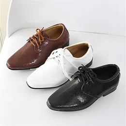 First Walkers Kids Genuine Leather Wedding Dress Shoes for Boys Brand Children Black Formal Wedge Sneakers 21 36 230106