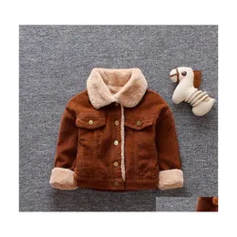 Jackets Baby Girls Boys Casual Winter Warm Jacket For Kids Plush Cotton Coat Children Lapel Outerwear 03 Y Toddler Christmas Clothes Dholi