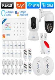 Outras câmeras CCTV Kerui W181 Tuya Smart WiFi GSM Secreting Alarm System Home Security Kit Kit Detector Detector Janela da porta Sens8202600