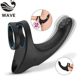 Sex Toys Penis Ring Wave Wireless Remote Control Finger Sleeve Vestibular Anal Stopper Vibrating Rod Kato's Hand Lock Spermatic Male Masturbator
