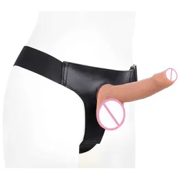 Sex Toys f164 noszenie Prepuce płynny materiał silikonowy podwójna twardość symulacja penis dziewczyna białe kołnierz skórzane spodnie na tę samą płeć