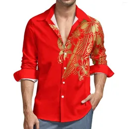 Chemises décontractées pour hommes à la mode haut de gamme Tradition polynésienne conception tribale hommes grande taille chemise à manches longues Logo personnalisé