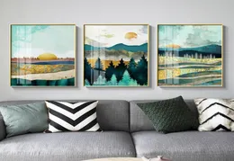 Nordic Sunrise Sunset tela dipinti di poster paesaggistici e stampa Decor decorazioni uniche immagini d'arte da parete per soggiorno camera da letto Aisle5495777