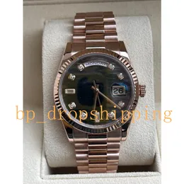 Super Factory 36mm Reloj para mujer para hombre Oro rosa Acero inoxidable Diamante Dial Movimiento automático Relojes para hombre Presidente Reloj de pulsera