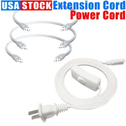 LED -rör AC -strömförsörjningskabel US Extension Cord Adapter On / Off Switch Plug för glödlampa Tube 1ft 2ft 3,3ft 4ft 5ft 6feet 6.6 ft 100 st Crestech