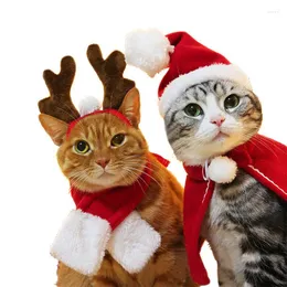 Dog Apparel Cat Clothes Pet Christmas Cape Hat Holiday Set Becomes Dress Up Costume Supplies