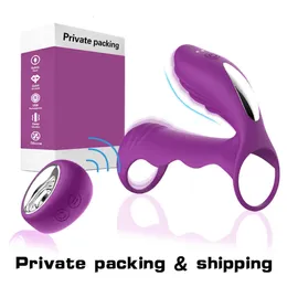 Sex Toys Penis Ring Shuangyue Men's Sperm Locking Ring Wireless Remote Control Penis Par Chock Hoppande vuxna produkter