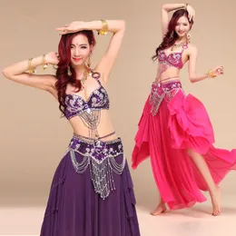 Stage Wear Style Costume di danza del ventre S / M / L 3 pezzi BraBeltSkirt Sexy Dancing Women Clothes Set Bellydance VL-N55Stage StageStage