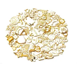 60 Stück Legierungs-Schmuckanhänger mit vergoldeter und bunter Emaille, gemischte, zarte Passform für Damen5919131