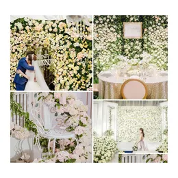 Decorative Flowers Wreaths Artificial Hydrangea Flower Wall 40X60Cm Christmas Decoration P Ography Backdrop Romantic Wedding Party Dh3Ga