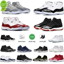 Sneaker TOP OG Designer 11 11s scarpe da basket da uomo mezzanotte velluto blu scuro ciliegia grigio 72-10 25 ° anniversario Concord Bred uomo viola puro