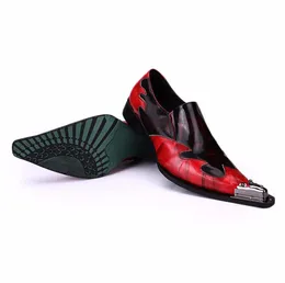 Christia Bella Italienische Mode echte Ledermänner Schuhe rote formale Herren Kleiderschuhe Partygeschäft Oxfords für Männer flache Schuhe9058335