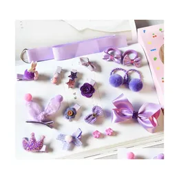 H￥rtillbeh￶r 18st/Lot Baby Girl Clip Set Ribbon Bowknot Crown Barrettes Children Boutique Headwear Hairpins 584 K2 Drop Deliver Dhzy6