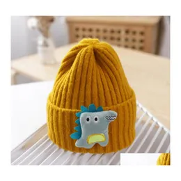 Berretti Cappelli Inverno Cartoon Dinosaur Baby Hat Cap Warm lavorato a maglia Girl Boy Beanie Elastic Kids Children Bonnet 1033 X2 Drop Delivery Mat Dhz8D