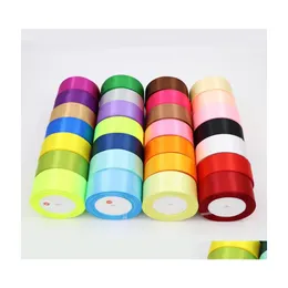 Wstążka 36 Kolor 25 mm 25Yard/Roll Handwork poliester jedwabne satynowe wstążki łuk Dekoracje domowe Dekoracje DIY Prezenty Bożego Narodzenia 986 V2 DR DHS19