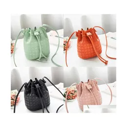 Purse Fashion Kids Diamond Plaid Embossing Girls Pu Leater Bucket Bag Designer Children Messenger Lipstick Bags Women Mini Wallet 30 Dhixv