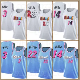 Mens 2023 City Black Jimmy Butler Maglie da basket Tyler Herro Dwyane Wade Kyle Lowry Bam Adebayo Robinson Blu Bianco Miamis Heats Edition Camicia 14 13 3 22 55 7