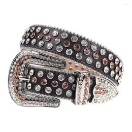 Belts Style Genuine Leather Rhinestones Belt Luxury Male Strap Diamond Studded For Women Men Cinto De Strass Jeans Pin Buckle