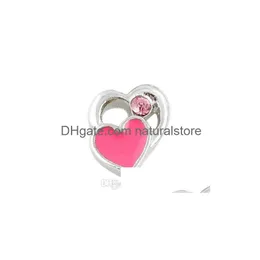 Charms 20st/Lot Pink Heart Eloy Floating Locket Fit For Diy Magnetic Glass Living Memory Bästa present Drop Delivery Jewets Findings Dhigf