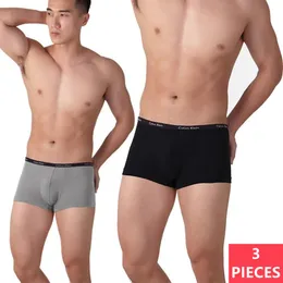 Underpants 3Pcs Calivn Klain Men Underwear Flat Pants Cotton Comfortable Men's Breathable Fit Non Marking Male Boxer Panties