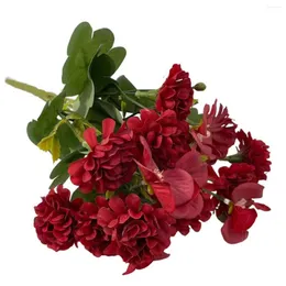 زهور الزهور محاكاة الكرة chrysanthemums حزمة الحرير الوردي الأحمر زهرة مطعم el الديكور الاصطناعية المزيفة