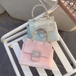 Borsa da donna firmata nuova borsa con diamanti a fiore borsa in velluto intarsiato a mano con strass di nicchia a trama premium