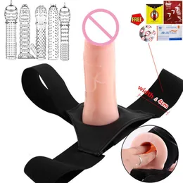 Sex Toys Indossabile Realistico Strap-on Dildo Mutandine Pene Extension Sleeve Harness Hollow Dildos Adult For Men