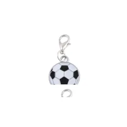 Charms 20st/Lot 17x17mm Emalj Sport Soccer Floating Pendant Fit For Magnetic Memory Locket Jewelry Making Drop Leverans Findings C Dhicy