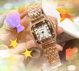 Top Grade Diamanten Ring Tank Serie Uhr Quarz Batterie Super Business Beliebte Casual Quadratisches Zifferblatt Relogio Montre weibliche uhr armbanduhr montres reloj