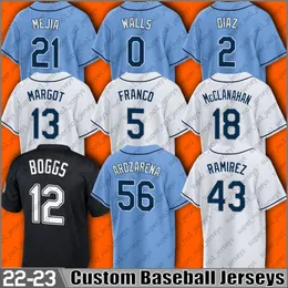 56 Randy Arozarena Baseball Jersey Wandey Franco Yandy Diaz Shane McClanahan Isaac Paredes Jerseys Brandon Lowe Harold Ramirez Jose Siri Mejia David Peralta