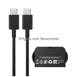 كابلات الهاتف الخليوي النوع C PD USB إلى USBC S 25W شحن سريع للغاية 45W 5A لـ Galaxy S22 5G S21 S20 NOTE 20 10 A71 TAB S7 DROP DEL DHJCU